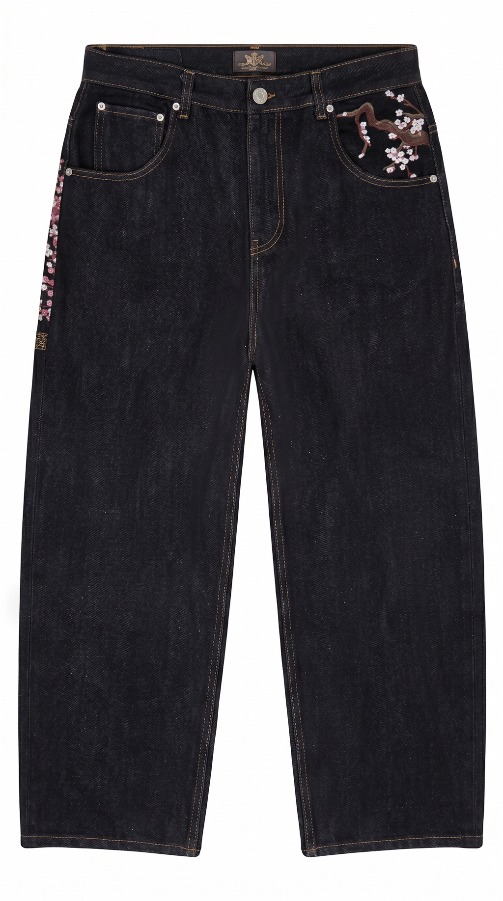 Cherry Blossom Embroidered Y2K Baggy Jeans