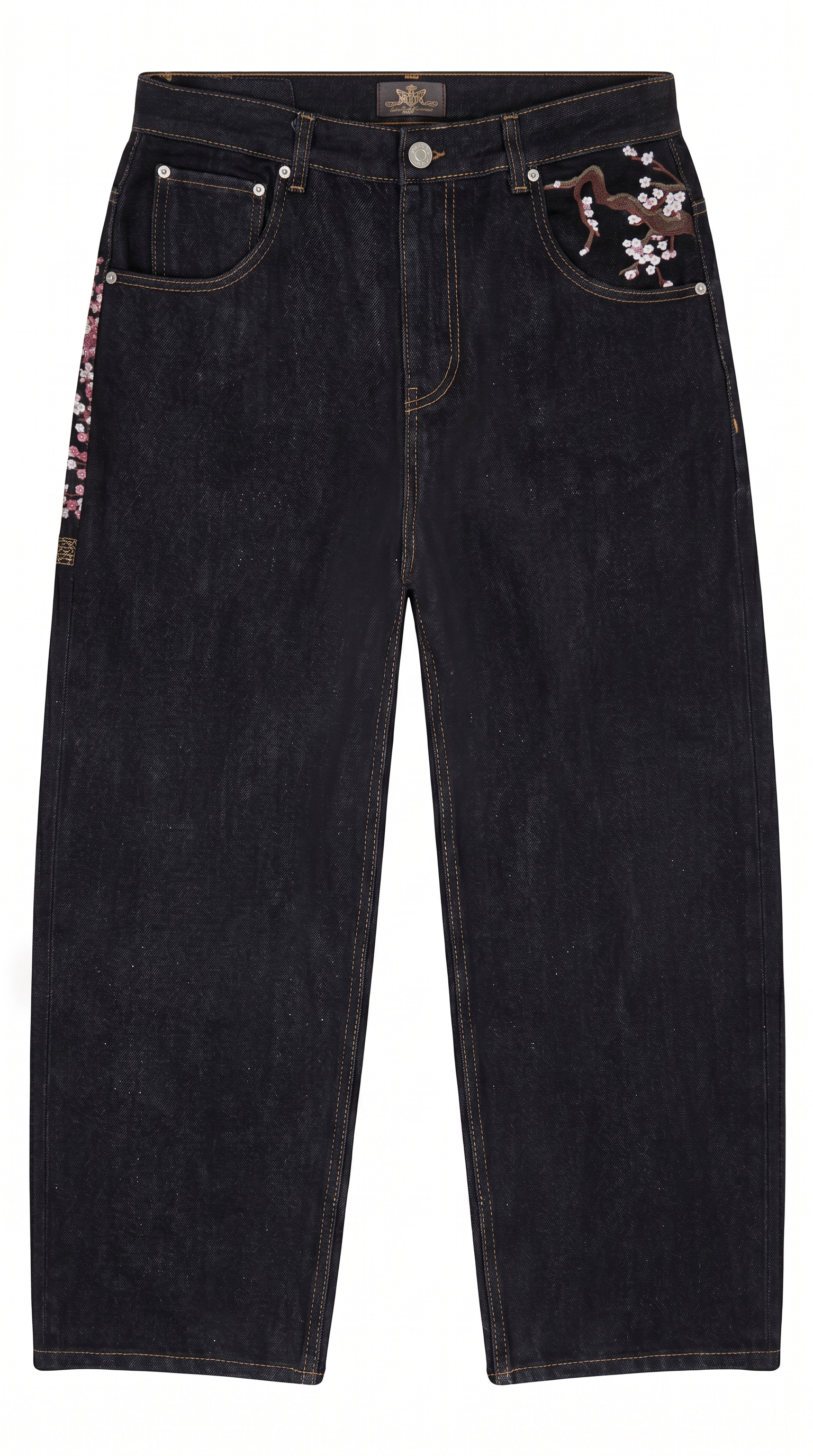Cherry Blossom Embroidered Y2K Baggy Jeans