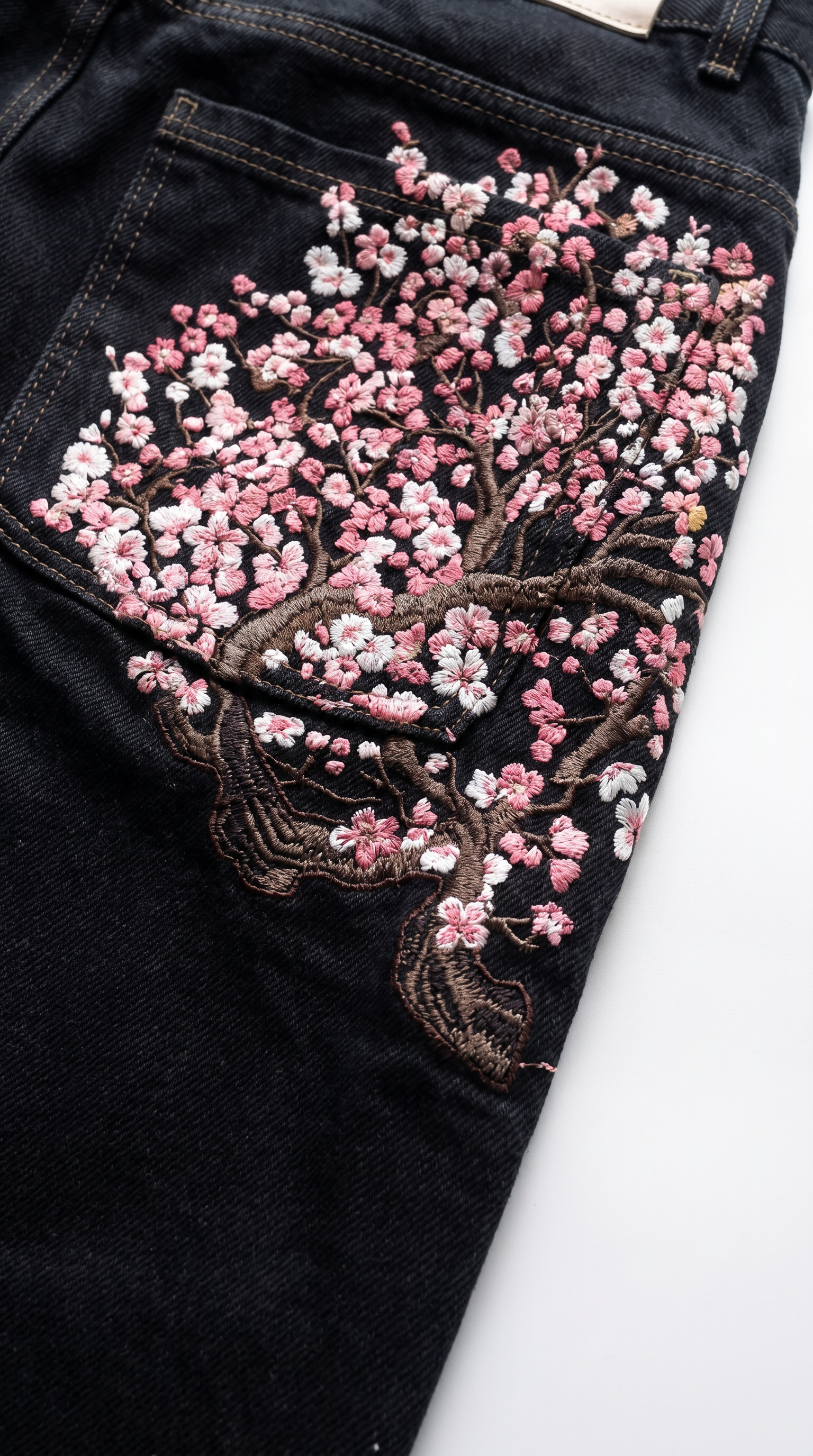 Cherry Blossom Embroidered Y2K Baggy Jeans