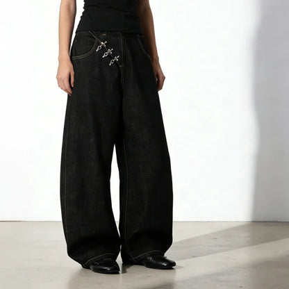 Side Buckle Baggy Denim