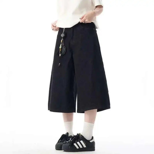 Korean Wide Cropped Baggy Shorts