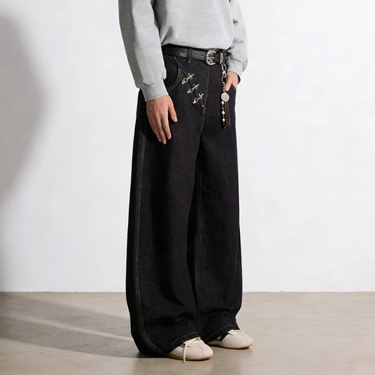 Side Buckle Baggy Denim
