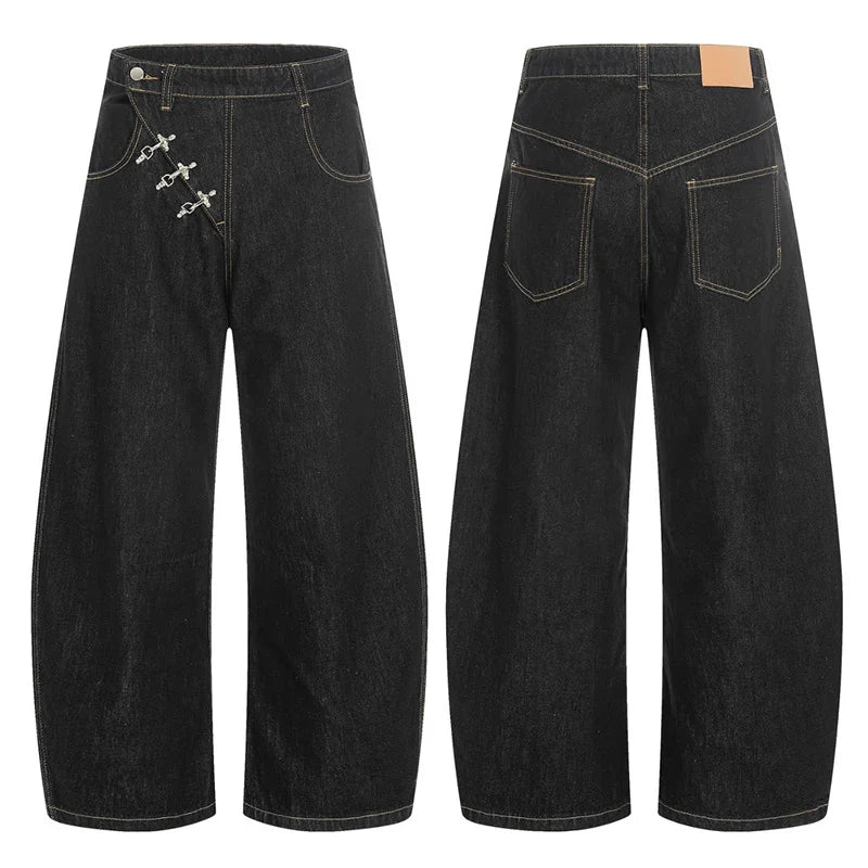 Side Buckle Baggy Denim