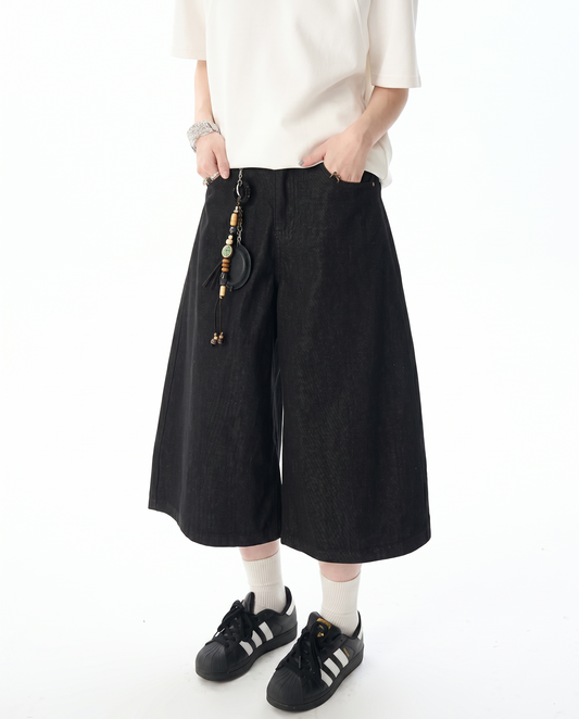Korean Wide Cropped Baggy Shorts
