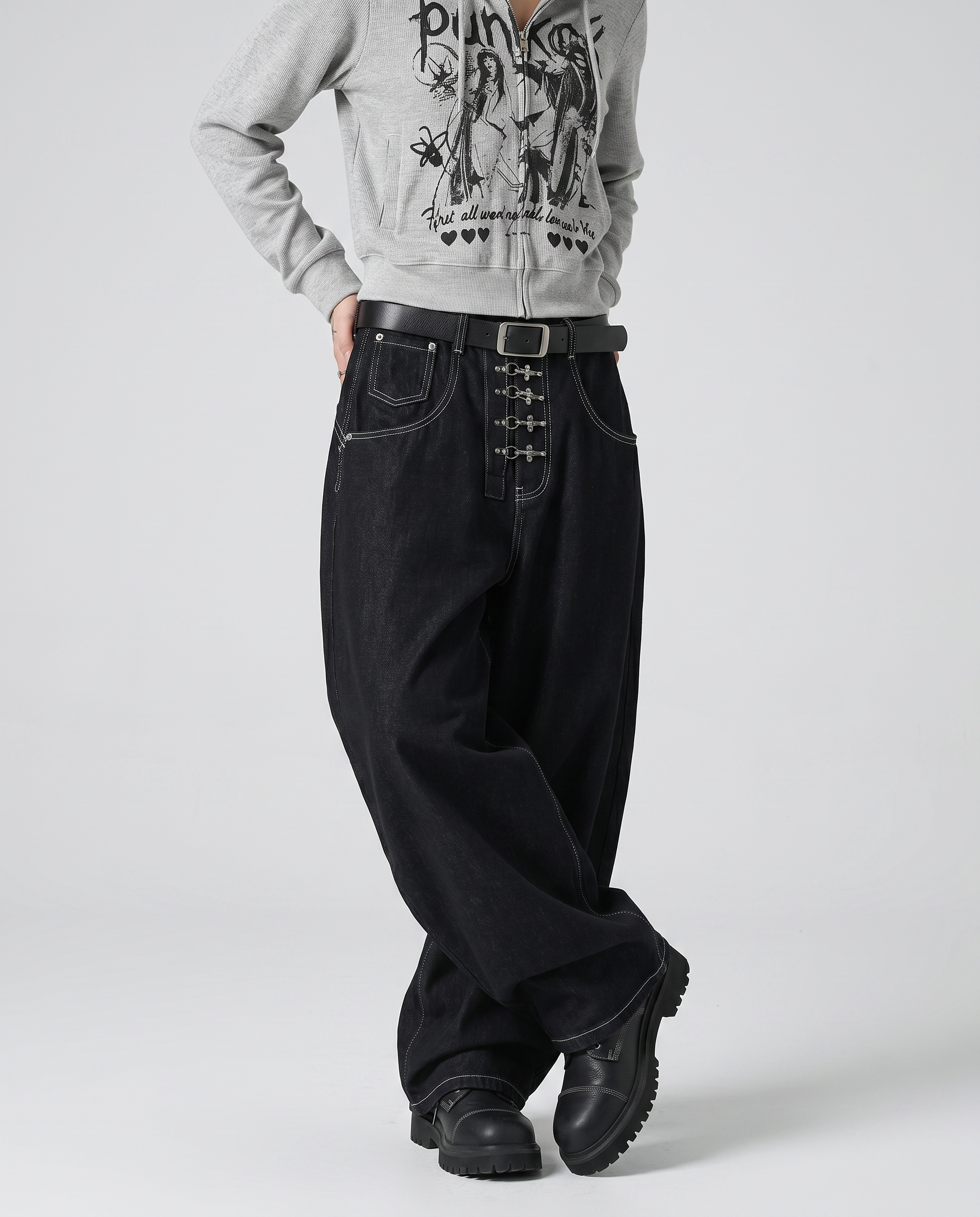 Double Waist Baggy Denim