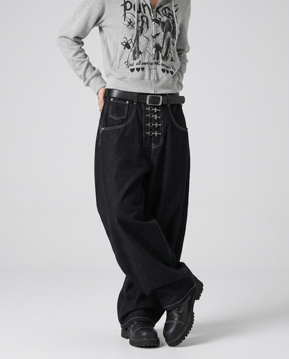 Double Waist Baggy Denim