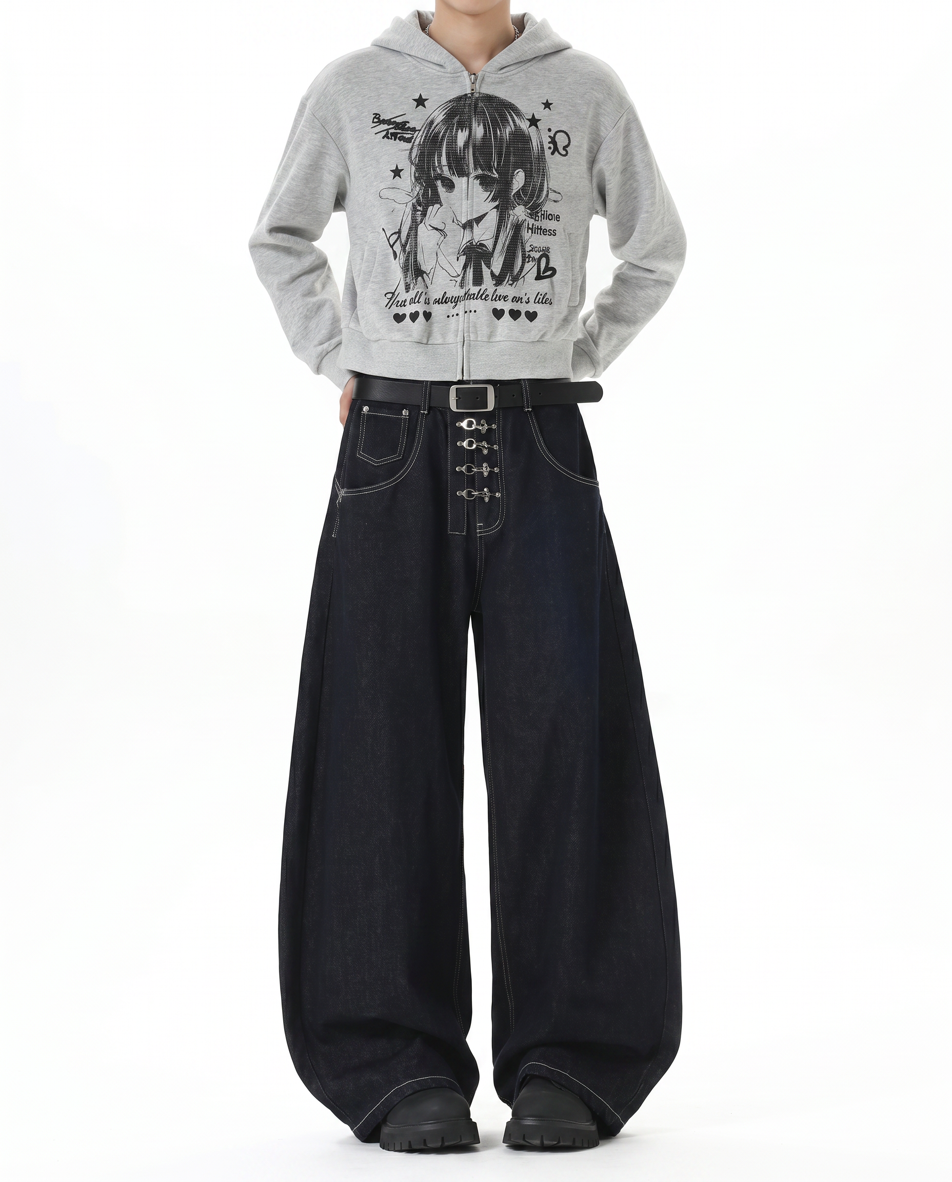 Double Waist Baggy Denim