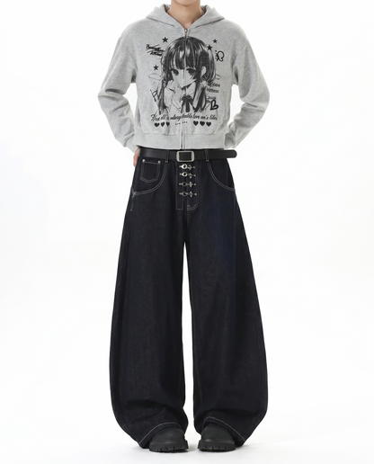 Double Waist Baggy Denim