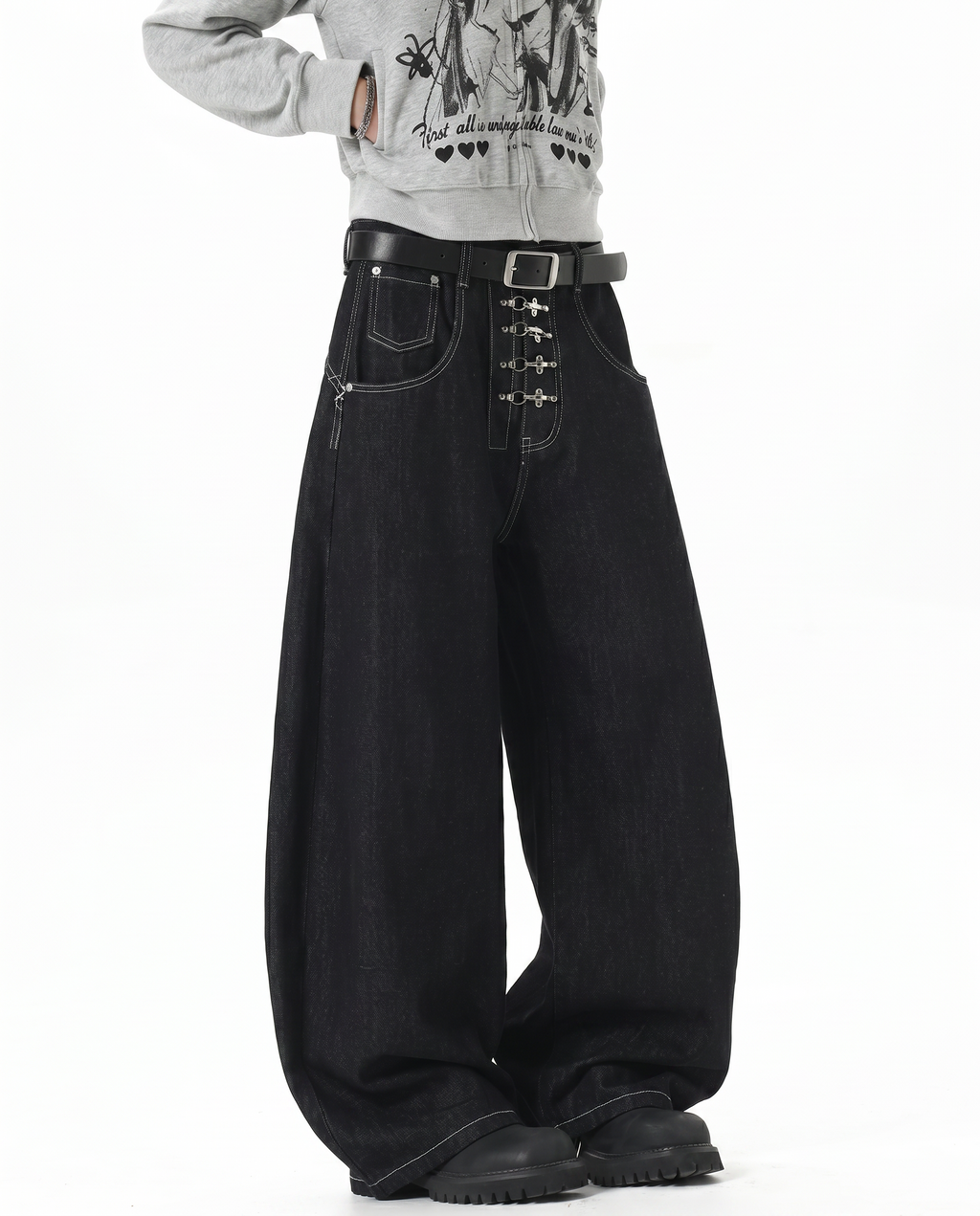 Double Waist Baggy Denim