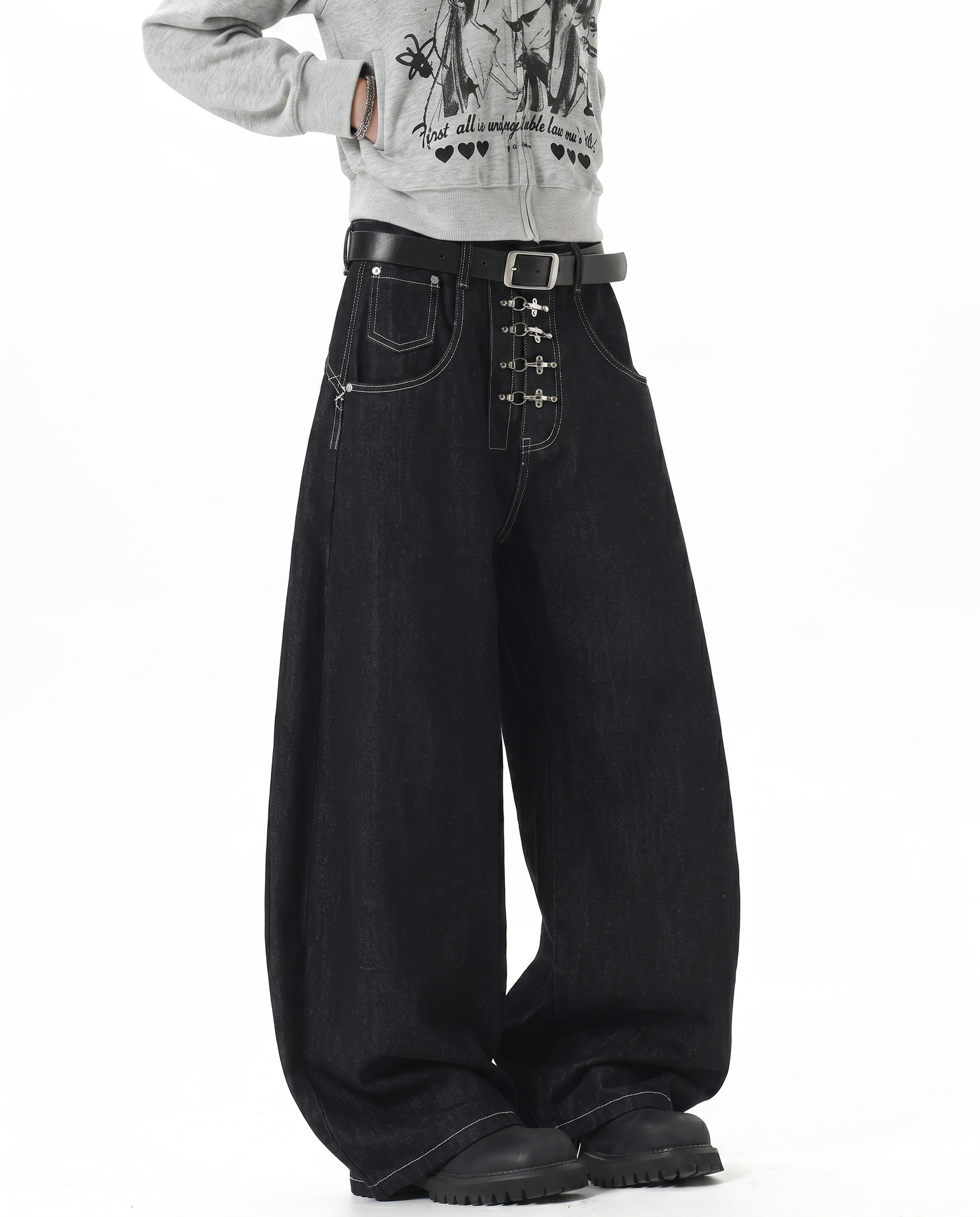 Double Waist Baggy Denim