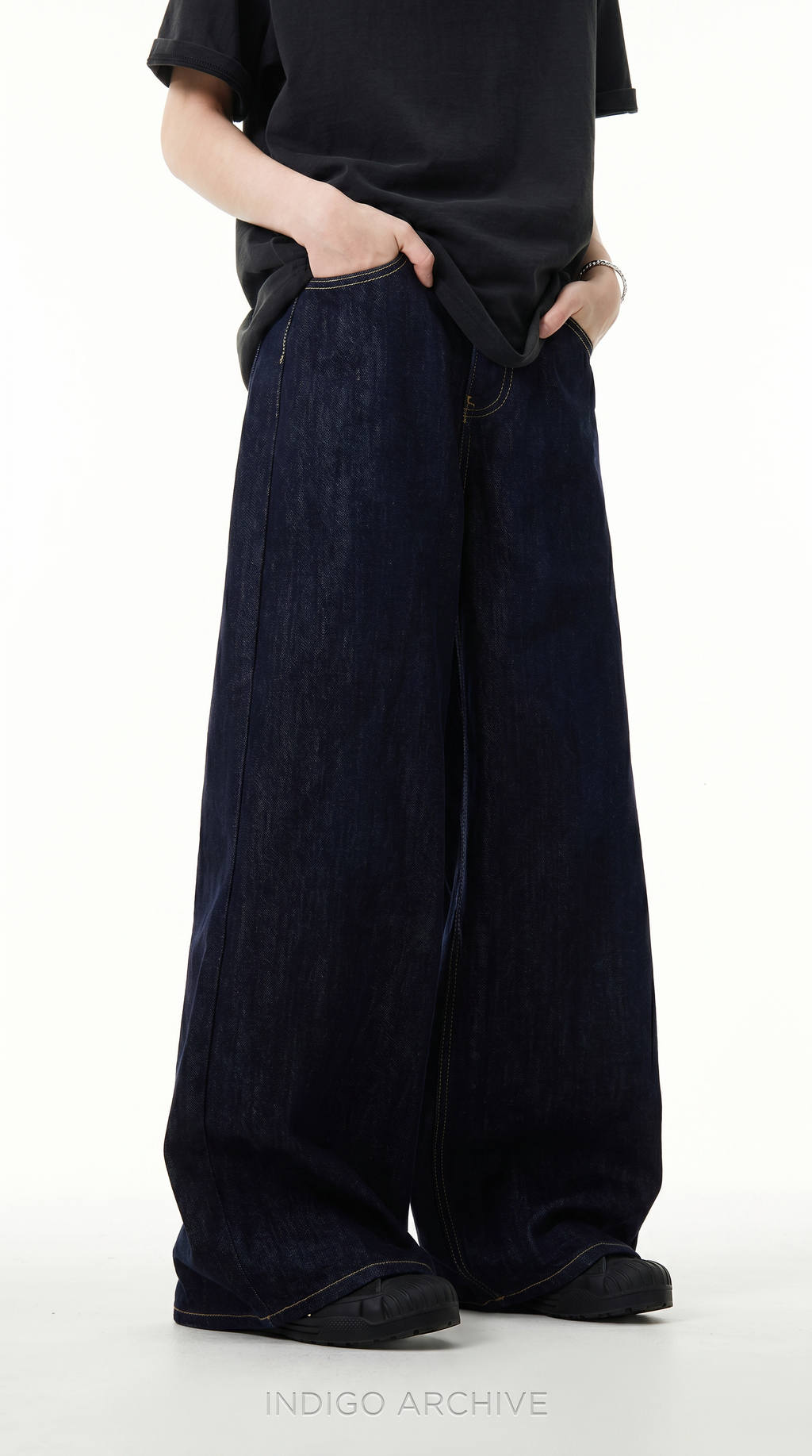 Raw Indigo Wide Leg Denim