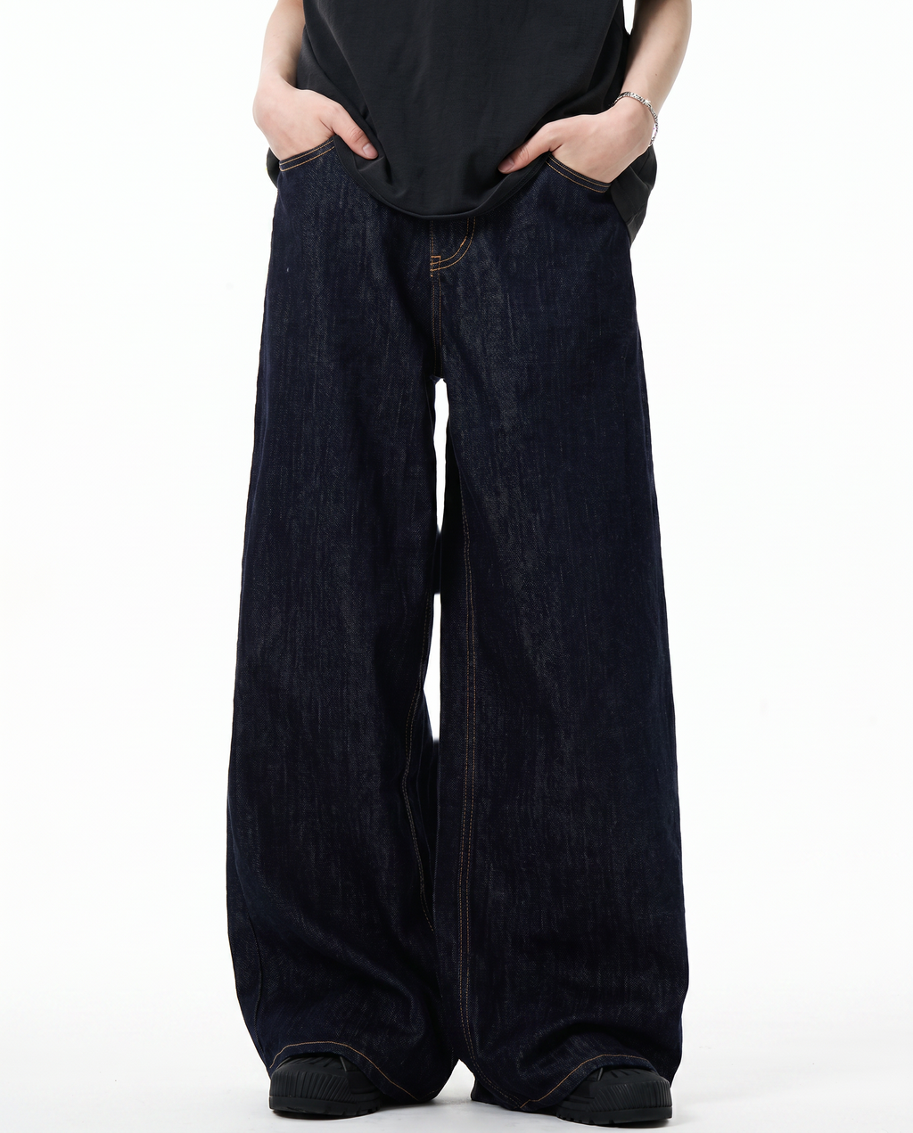 Raw Indigo Wide Leg Denim