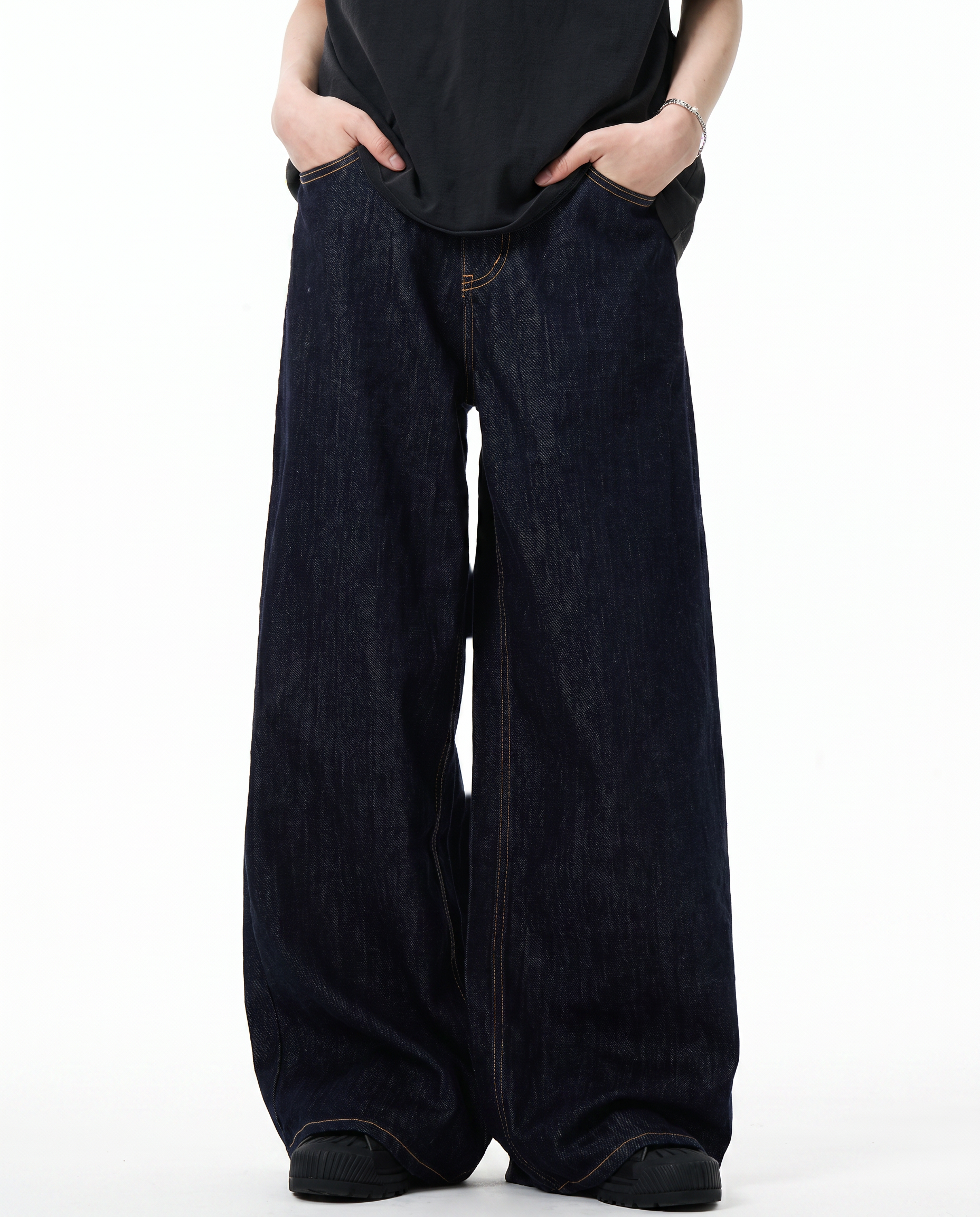 Raw Indigo Wide Leg Denim